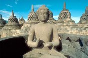 Buddha statue in Borobudur Stupa, Java, Indonesia