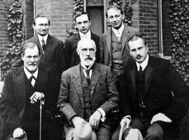 BE037762 Carl Jung (lower right) and Sigmund Freud (lower left), 1908