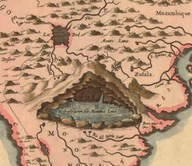Mountains of the Moon, detail of 1655 Kircher Map of Africa