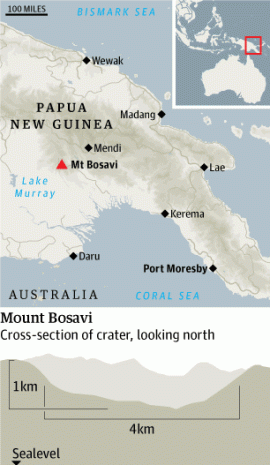 Map of the "lost world" of Mount Bosavi