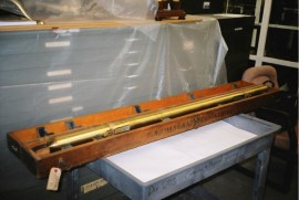 Pierce Pendulum at the National Museum of American History, Smithsonian Institution, Washington DC. It is believed to be identical to the Pierce pendulum brought by Adolphus Greely into the Arctic. Photo courtesy of Dr. Geoffrey Clark.