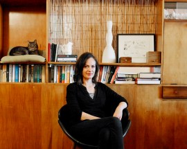 Rebecca Priestley by Victoria Birkinshaw w Steve the cat HIGH